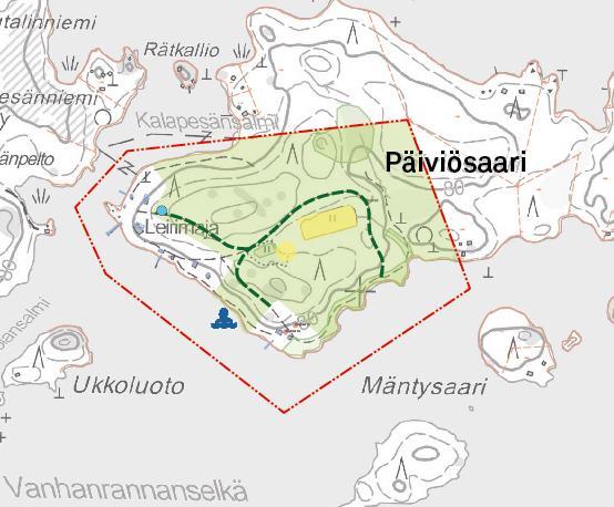 33 Kuva 22: Päiviön alueen virkistystoiminnot ja reitit. Osayleiskaavan maa- ja metsätalousvaltainen alue M-2 on merkitty karttaan vihreällä.