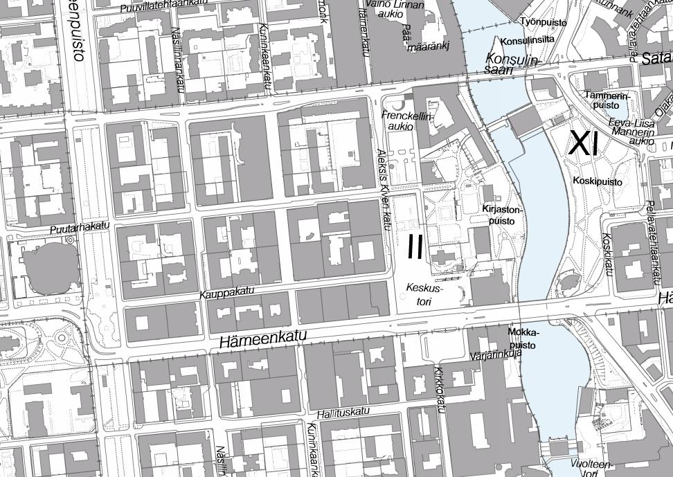 II (TAMMERKOSKI), PUUTARHAKATU 11 JA 13, KAUPPAKATU 2, 4 JA 6.