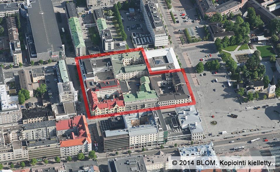 6 2. LÄHTÖKOHDAT 2.1 Selvitys suunnittelualueen oloista 2.1.1 Alueen yleiskuvaus 2.1.2 Luonnonympäristö 2.1.3 Rakennettu ympäristö Yhdyskuntarakenne Suunnittelualue sijaitsee II kaupunginosassa (Tammerkoski) Tampereen ydinkeskustassa Keskustorin laidalla.