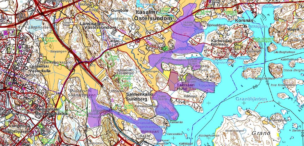 Liite 1. Maakunnallisesti arvokkaat lintualueet (MAALI-alueet) Östersundomin kaava-alueella.
