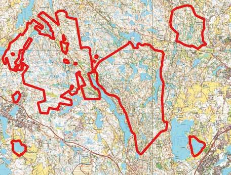 Maakunnallisesti tärkeät lintualueet Nuuksio, Espoo (210215). Pohjakartta Maanmit taus laitos, lupanumero 187/MML/11.