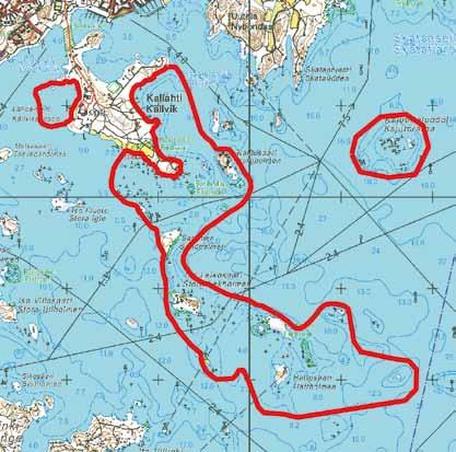 Maakunnallisesti tärkeät lintualueet Santahamina, Helsinki (210091). Pohjakartta Maanmittauslaitos, lupanumero 187/ MML/11. Kallahdenniemen vedet Helsinki (210089).
