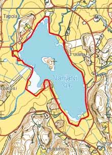 Maakunnallisesti tärkeät lintualueet Vanjärvi, Vihti (210002). Pohjakartta Maanmittauslaitos, lupanumero 187/MML/11. met voivat hyvin läpi vuoden.
