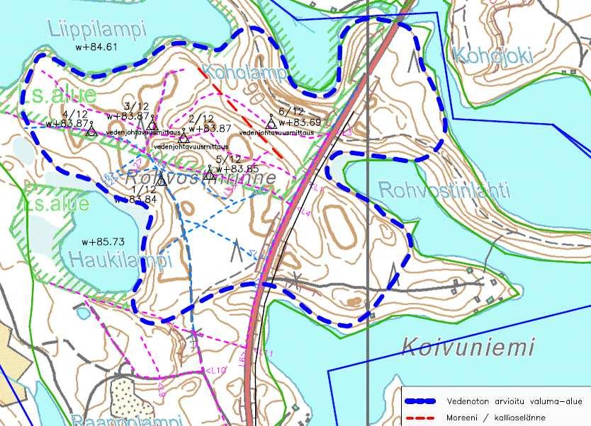 FCG SUUNNITTELU JA TEKNIIKKA OY Tutkimusraportti 4 (10) Kuva 2 Tutkimusalue ja tutkimuspisteet 3 KOEPUMPPAUKSEN VALMISTELU 3.1 Kairaukset ja pohjaveden havaintoputkien asentaminen 3.