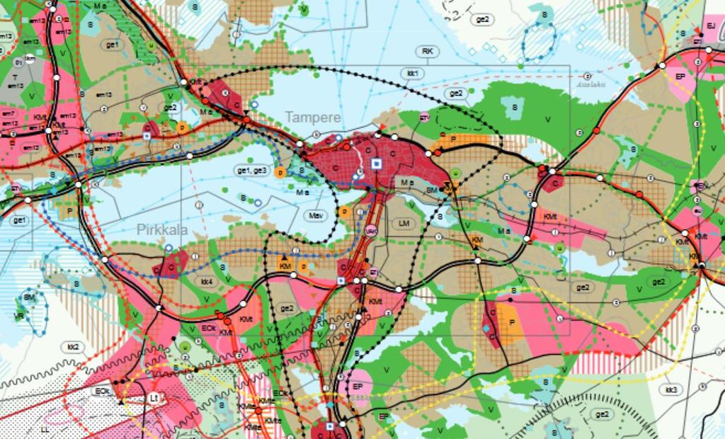 28 Maakuntakaava Maakuntakaava on yleispiirteinen suunnitelma maakunnan tai sen osan alueen käytön eri periaatteista ja kehittämisen painopisteistä [54].