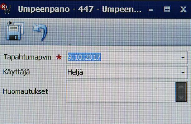 4(13) LIITE 4 Umpeenpanon lisääminen lehmälle 1) Avaa lehmän kortti (käytä ylärivin hakukenttää tai kaksoisklikkaa lehmän nimeä lypsyjononäkymässä) 2) Paina Tapahtumat