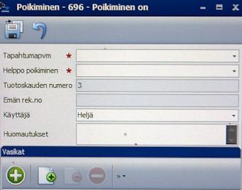 5(13) LIITE 5 Poikimisen lisääminen lehmälle 1) Avaa lehmän kortti (käytä ylärivin hakukenttää tai kaksoisklikkaa lehmän nimeä