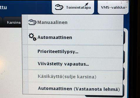 4) Kiinnitä lypsimet: LYPSY-välilehti Paina neljänneskohtaisesti ALOITApainiketta ja kiinnitä lypsin kerrallaan.