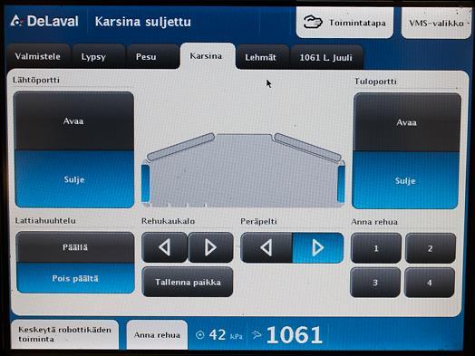 VMS-VALIKKO EROTTELUPORTTI manuaalinen VASEN/KESKI/OIKEA 4) Avaa tuloportti: KARSINA-välilehti Tuloportti AVAA 5) Aja