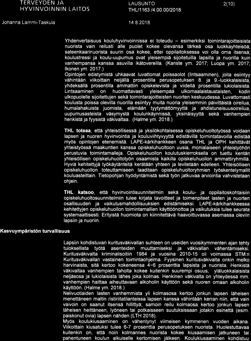 TERVËYDTN JA HYVINVOINNIN I"AITOS THL/l 1 63 t4.00.