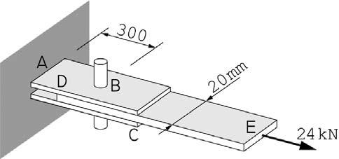 TEHTÄVÄ Hyvin jäykkä tappi B yhdistää tisiinsa terässauvan DE, jnka väli BE n 900mm, paksuus 6mm ja kimmkerrin 210GPa sekä kaksi messinkisauvaa, jiden paksuus n 4mm ja kimmkerrin 105GPa.