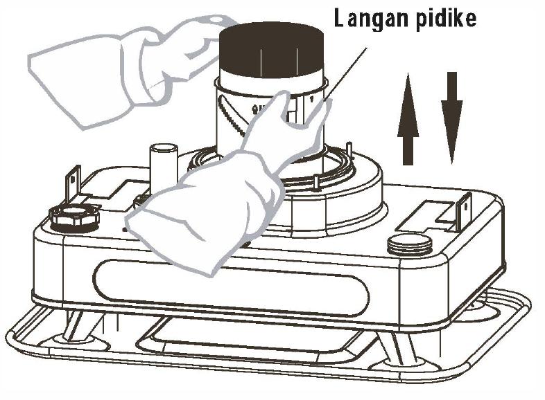 Sydänlangan ulkopuolella olevan mustan viivan on oltava pidikkeen yläreunan tasalla.