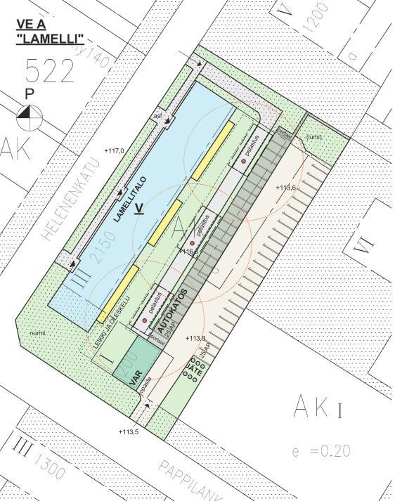 .0.0 Asemaaavan selostus 0: Raennusen limittäinen sijoittuminen suhteessa naauritonttien asuinraennusiin säilyttää nyyisten raennusten avoimia näymiä mahdollisimman aljon.