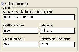 Asetusten ja tunnusten laittaminen Toiminnon rekisteröinnin ja toimittajanumeron tarkistamisen jälkeen tilausjärjestelmän tiedot syötetään toimittajien hallintaruudulla.