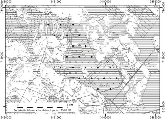 Vaalassa tutkitut suot ja niiden turvevarat. Osa 2. TUTKITUT SUOT 1. Hautarimpi Hautarimpi (kl. 3414 07, x=7139,0, y=3481,5) sijaitsee noin 26 km kunnan keskustasta lounaaseen.