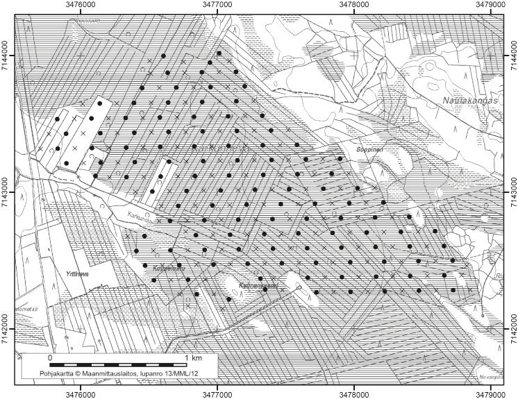 Vaalassa tutkitut suot ja niiden turvevarat. Osa 2. 8. Karkunneva Karkunneva (kl. 3414 05, x=7142,9, y=3477,1) sijaitsee noin 25 km kunnan keskustasta lounaaseen.