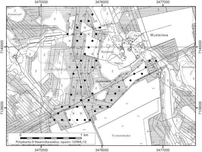 Vaalassa tutkitut suot ja niiden turvevarat. Osa 2. 19. Multakorpi Multakorpi (kl. 3414 04, x=7139,0, y=3475,6) sijaitsee Mustamaan kylässä noin 28 km kunnan keskustasta lounaaseen.