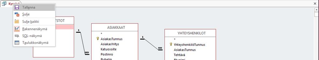 Hakukyselyn luominen Kun haluat ottaa kyselyyn mukaan useita taulukoita, ei suodattaminen enää riitä, tarvitset kysely.