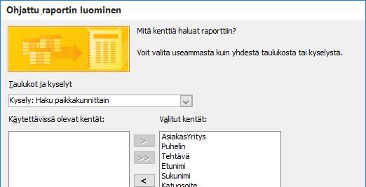 Ryhmittelevän raportin luominen Harjoitustiedosto: Asiakasrekisteri-2016.