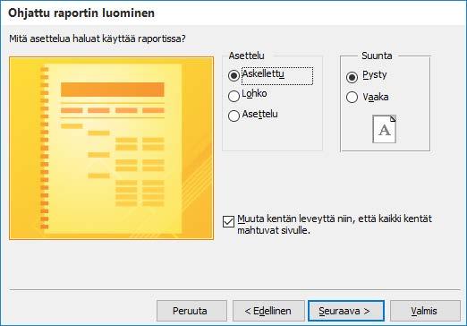 Valittu kenttä Valittu lajittelusuunta Toinen lajitteluavain Kuva 142 V aihe 4 Valitse ensimmäiseksi lajitteluavaimeksi Sukunimi-kenttä ja toiseksi lajitteluavaimeksi Etunimi-kenttä.