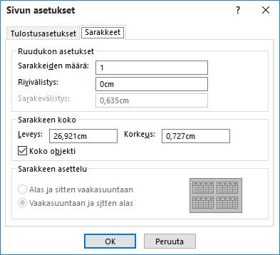 Esikatselukuva Kuva 150 Sivun asetukset (Page Setup) - valintaikkuna Tässä on määritetty