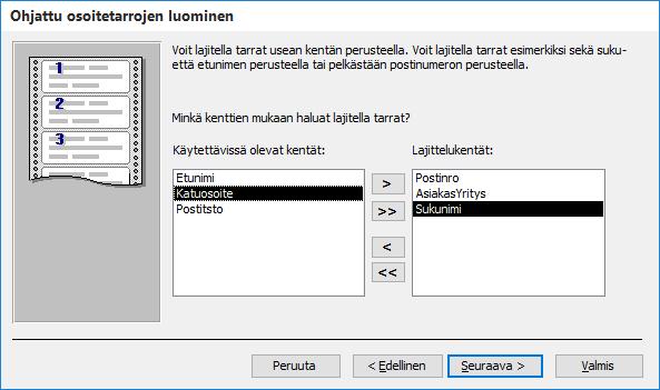 Kuva 158 V aihe 4 Kaksoisnapsauta lajitteluavaimiksi kuvan Lajittelukentät (Sort by) -lohkossa näkyvät
