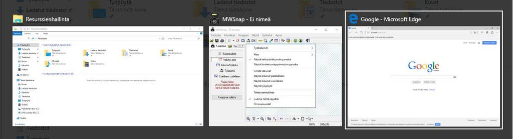 Ohjelmasta toiseen siirtyminen Windows 10 on moniajoympäristö. Moniajo tarkoittaa sitä, että voit käyttää (ajaa) useaa ohjelmaa yhtaikaa.