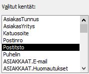 Kaksi samannimistä kenttää, mutta eri taulukoista Kuva 78 Lomakkeelle valitut kentät Kuvassa näet Valitut kentät (Selected Fields)