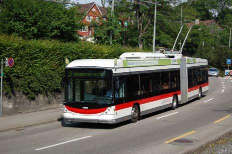 St.gallerbus 176, Hess BGT-N2C (Swisstrolley 3N) linjalla 5. Sveitsin itäisin johdinautokaupunki St. Gallen uusi yhdellä kertaa koko trolleybussikalustonsa 2008-2009. Kuva Juhana Nordlund 1.7.2010, St.
