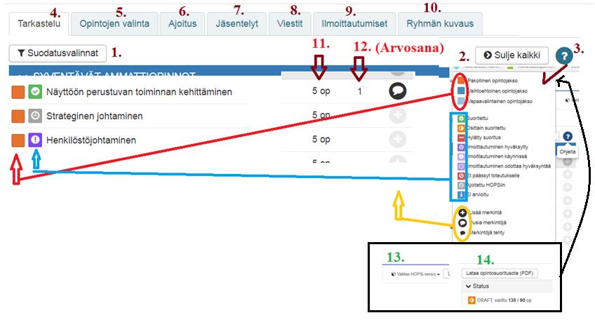 6 5.1 Tuloste (PDF) opintojaksosuoritusotteesta Opintosuoritusote tulostetaan painikkeen Lataa opintosuoritusote (PDF)- painikkeen kautta.