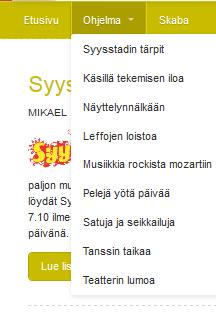 Voit luoda myös hierarkioita, jolloin valikot muuttuvat pudotusvalikoiksi Valikkosivun alareunasta voit valita, minkälainen valikko on kyseessä.