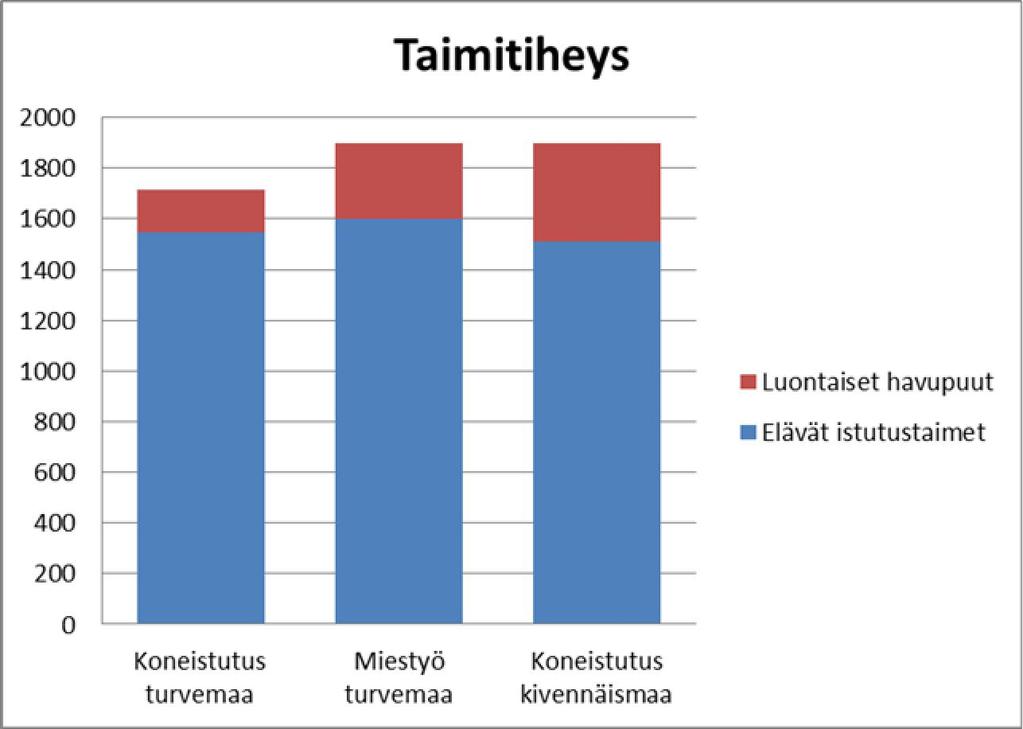 23 Taimia mitattiin turvemaiden koneistutusaloilta 427 kpl. Turvemaiden miestyöistutusaloilta mitattiin taimia 557 kpl. Kivennäismaiden koneistutusaloilta mitattiin taimia 191 kpl. (Kuvio 3.) Kuvio 3.