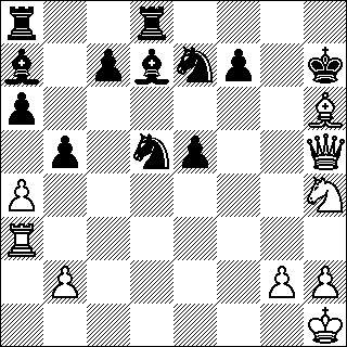 Kf1 fxe5 23.Lxh6 bxa4 24.Txe5 Lb5 25.Lxb5 Dxb5, sillä hyvä ei ole E 20...Ld4:kään, sillä 21.Lh7 Kxh7 22.exf6 (tai 22.Dxf7 Kh8 23.exf6 Lxf2 24.Kxf2 Db6 25.Kf1 Dxf6 26.Dxf6 Rxf6 27.
