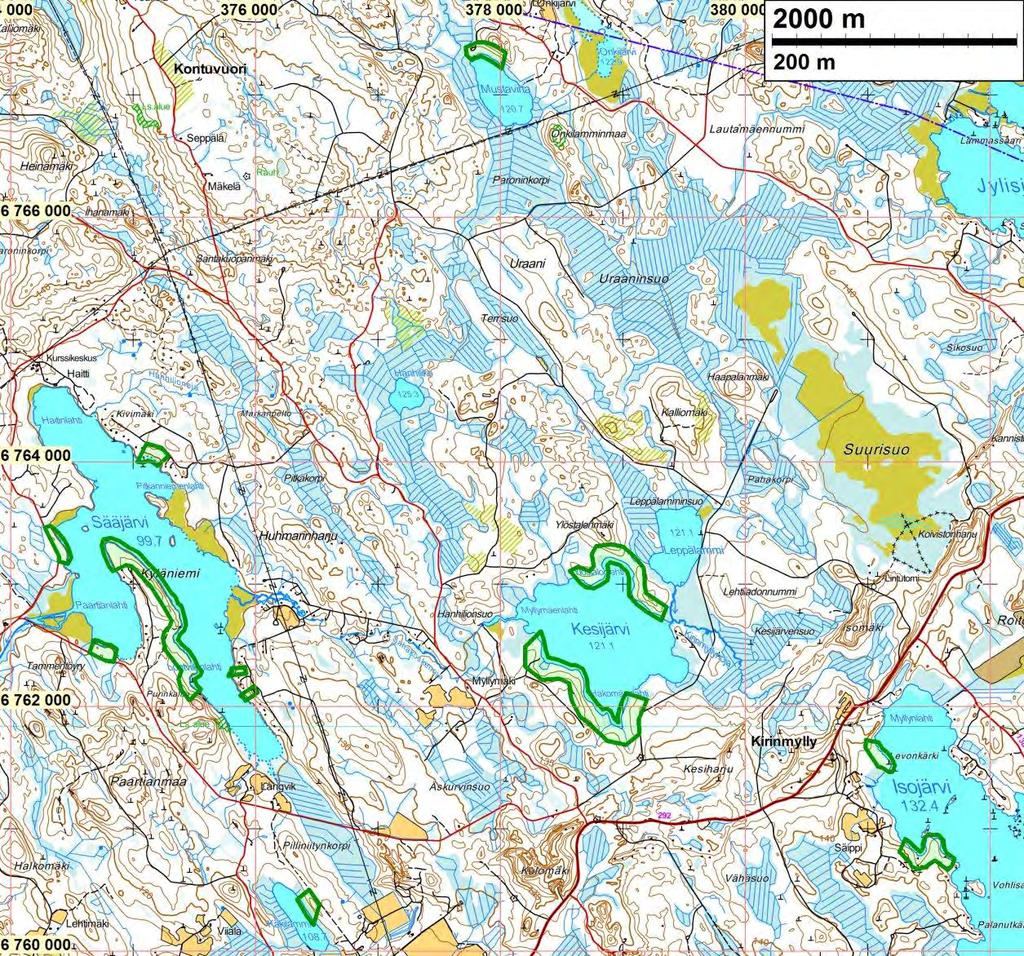 3 Yleiskartta Tutkimusalueet vihreällä Inventointi UPM-Kymmene Oyj suunnittelee ranta-asemakaavan muutosta Janakkalan koillisosan pienjärvillä.