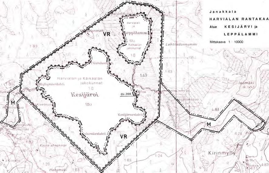 Kuva 30 ja 31. Ote (pienennös) Hiidenjoen ja Lastujärven 1:10000-mittakaavaisista ranta-asemakaavan osista.