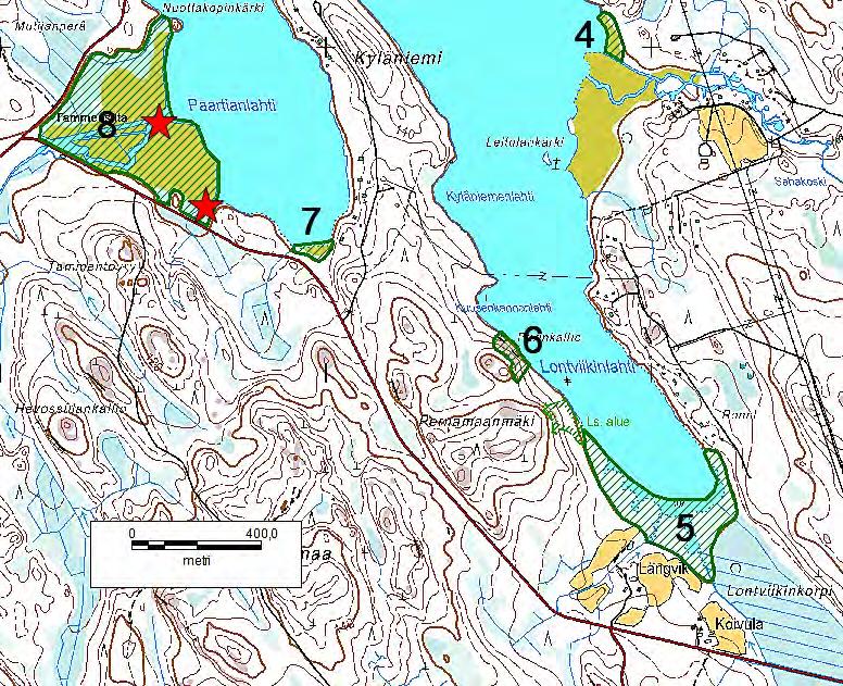 Janakkalan Harvialan ranta-asemakaavan muutokseen liittyvät luontoselvitykset 2012 2014 Kartta 6. Sääjärven eteläosan arvokkaita luontokohteita 4 8.