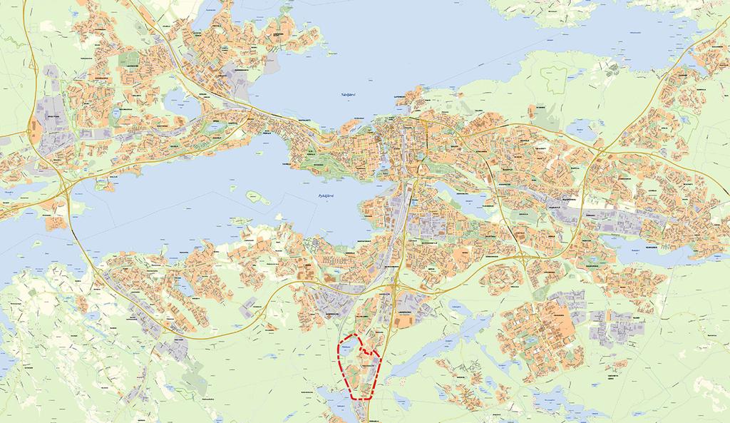 Suunnittelutyön lähtökohdat Suunnittelualue Multisillan yleissuunnittelualue sijaitsee kantakaupungin eteläosassa noin 8 kilometrin päässä Tampereen keskustasta.