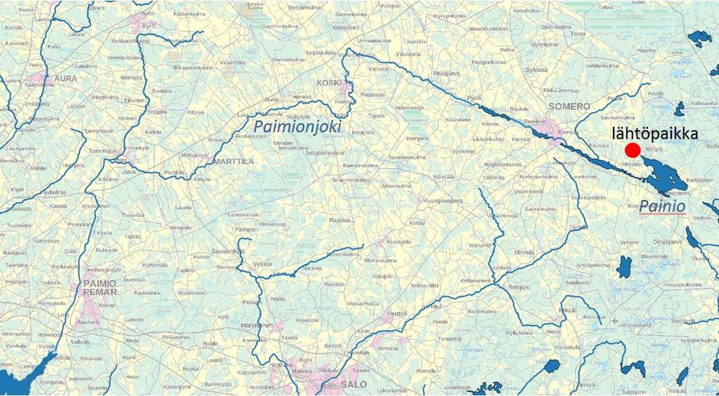 1(4) Paimionjoen vedenlaadun melontatutkimus toukokuussa 2016 1 Tutkimuksen toteutus Paimionjoen vedenlaatua tutkittiin melomalla Paimionjoen jokiosuudet vesistön latvaosissa sijaitsevalta