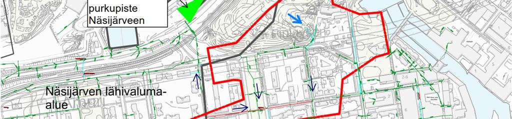 Keskustan valuma-alueen rakennetuilta alueilta pintavalunta kulkeutuu hulevesiviemäriverkostossa Tammerkoskeen ja Näsijärven lähivaluma-alueella