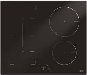 vasemmalla: Ø 18,5 cm, 1,2/1,4 kw, takana oikealla: Ø 20,5 cm, 2/2,3 kw BridgeZone SuperSilent Toimintojen ohjaus: Touch control Touch control ExtremePower lisää induktioalueen tehoa llboost jastin