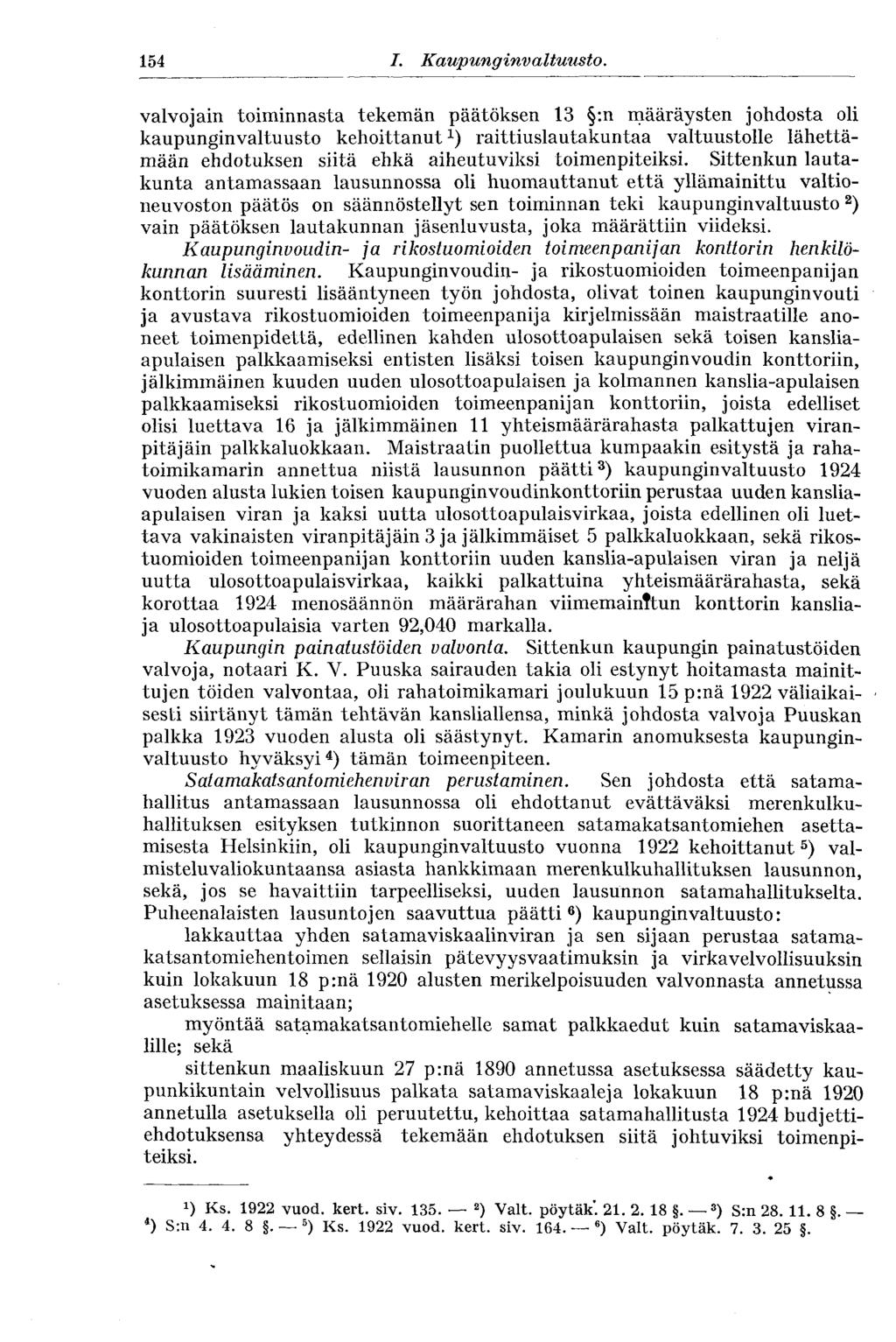154 I. Kaupunginvaltuus to.