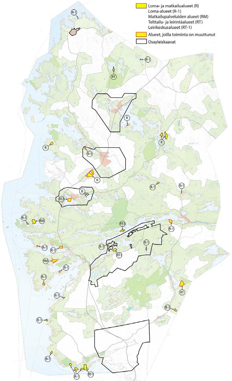 -13- Rantayleiskaavan loma- ja matkailualueet Loma- ja matkailualueet (R) Loma-alueet (R-1) Matkailupalveluiden alueet (RM) Telttailu- ja leirintäalueet (RT) Leirikeskusalueet (RT-1) Alueet, joilla