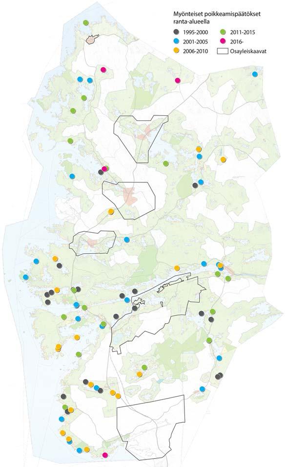 -23- Poikkeamiset rantayleiskaavasta Mikäli aiottu rakentaminen ei ole rantayleiskaavan mukaista, tulee hankkeelle hakea poikkeamispäätöstä ennen rakennuslupavaihetta.