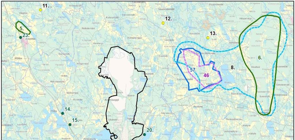 Kuva 8-13. Valtakunnallisesti ja maakunnallisesti arvokkaat maisema- ja rakennetun kulttuuriympäristön alueet sekä perinnemaisemat.