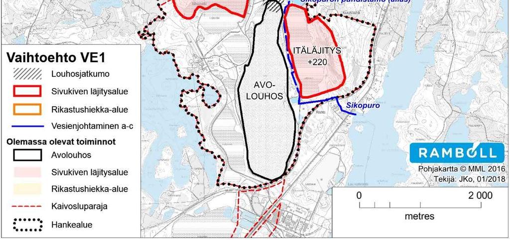 Infra Mikäli Jaakonlammen louhos yhdistyy päälouhokseen, tulee louhinnan etenemisen yhteydessä muutoksia myös kaivosalueen muuhun infraan.