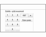 Perustoiminnot 29 Vahvista ensin syötetyt tiedot syöttämällä nelinumeroinen koodi uudelleen ja valitsemalla Esto. Järjestelmä on lukittu.