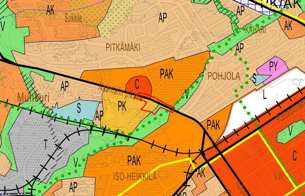 7 Ote Turun yleiskaavasta 2020 Asemakaava Muutosalueen voimassa olevat asemakaavat ovat