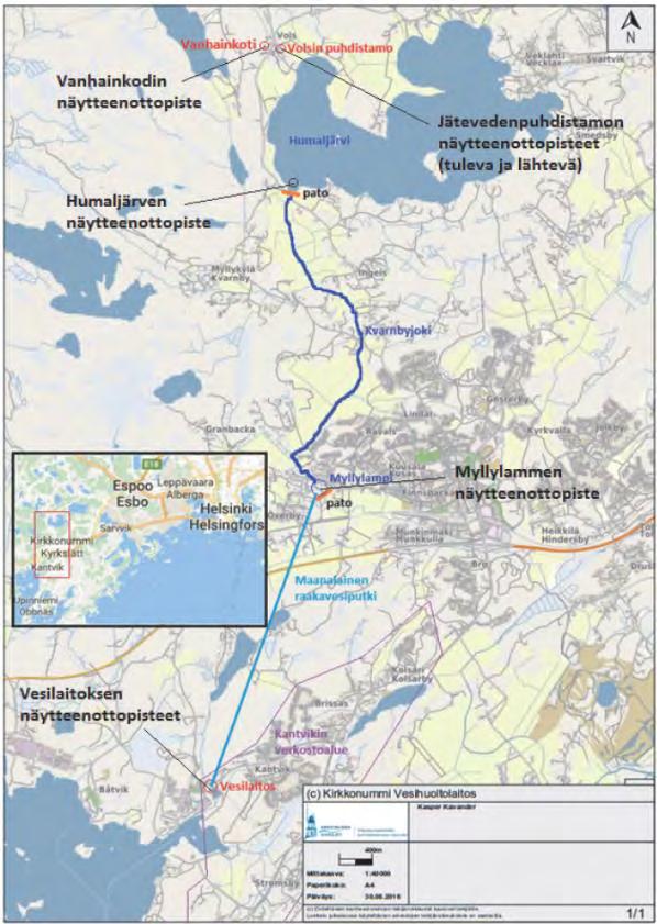 Päästöt hoitolaitoksilta (Kavander 2017) Tarkastelualue Vanhainkoti JVP Järvi Joki Raakavedenotto Talousveden tuotanto Tulokset Betsafibraattipitoisuudet Inf.: 21-24 µg/l Eff.