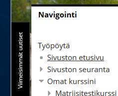 7 Telakkaan siirretty lohko näkyy vasemmassa sivussa, vaikka kurssinäkymää vierittäisi alaspäin.