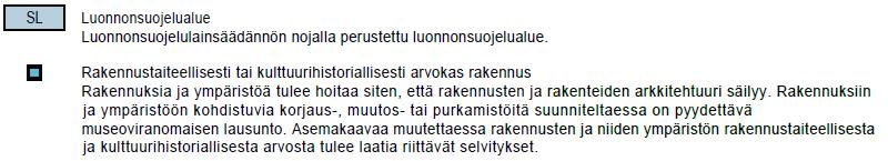 Luonnonsuojelualueen rajaus osoitetaan rauhoituspäätösten mukaisena Sveitsin Maja, Hotelli, Härkävehmaan koulu,